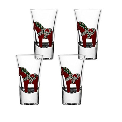 Dala Horse Shot Glasses, 4-Pack