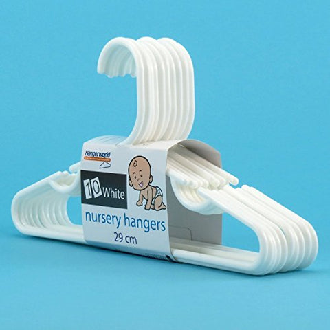 Children's Plastic Clothes Hangers With Bar - 29cm, white