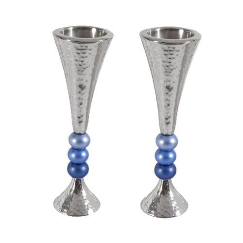 Candlestick - 3 balls - Blue, 2.3x7 inch