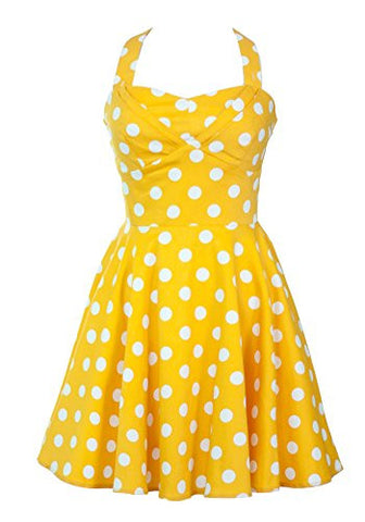 Ixia, Full Skirt Cotton Sateen Dress with ADJ Band & Pleated Bust, Yellow, Medium