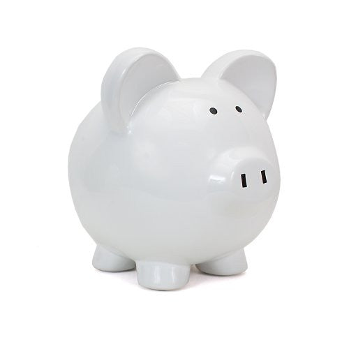 Large Piggy Bank, White