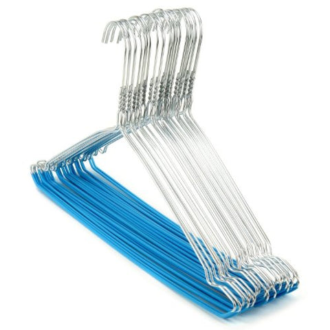 Silver Wire Hanger with Blue Non Slip Trouser Bar 40cm