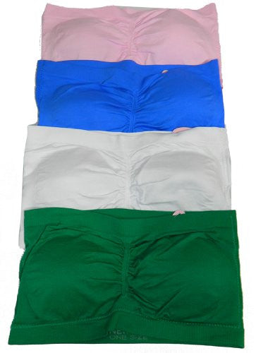 Anenome Women's Strapless Seamless Bandeau Padding (2 or 4 pack),One Size,4 Pack: Pink/Blue/White/Green