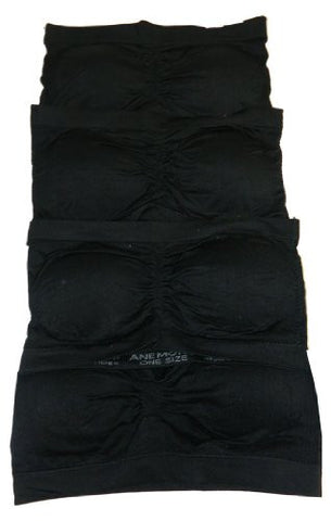 Anenome Women's Strapless Seamless Bandeau Padding (2 or 4 pack),One Size,4 Pack: Black/Black/Black/Black