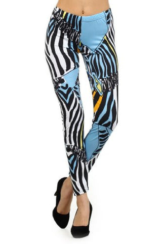 Yelete Watercolor Zebra Print, Knit Leggings.