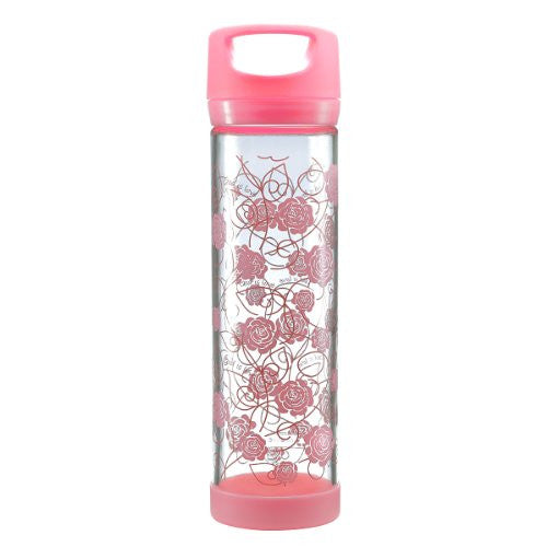 God is Love" (Pink) Glass Water Bottle