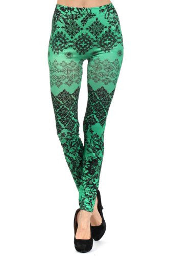Yelete Green Bandana Frame Collage Seamless Printed Leggings