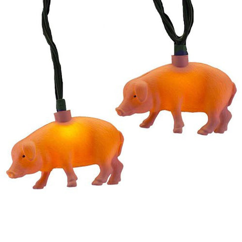 10/L PINK PIG LIGHT SET WITH 30X12" WHITE LEAD WIRE, 12V 0.08A CLEAR INCANDESCENT BULBS, 4 SPARE BULBS AND 1 REPLACEMENT FUSE - INDOOR/OUTDOOR USE