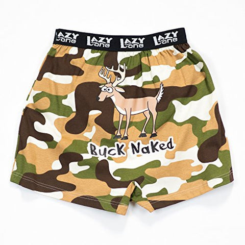 Lazy One Comical Boxers, Buck Naked, M