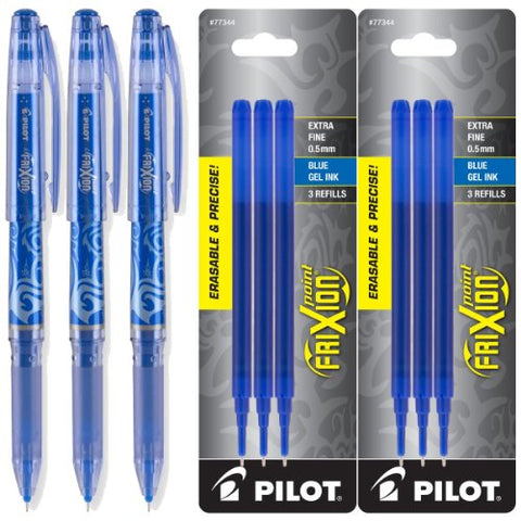 3 Frixion Point Pen, Extra Fine Tip, Blue and 2 of 3 Pack Refill Frixion Point Pen, Extra Fine Tip, Blue