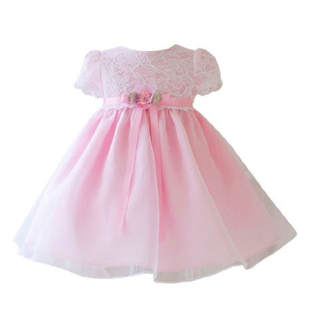 Baby-Girls Vintage Lace Dress - White/Pink, Large