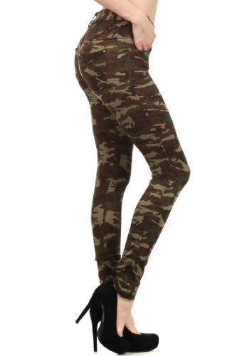 Yelete Floral Print, 5-Pocket Button and Fly Zip Pull On Jeggings - Gray, S/M