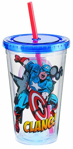 Marvel Captain America 18 oz. Acrylic Travel Cup, 4" x 4" x 8.25"