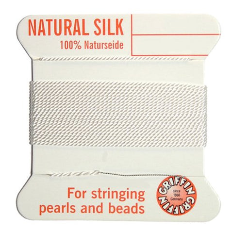 Silk Thread, Size 04 (.6 mm, .024 in) White, with needle, 2 m (6.5 ft)