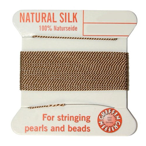 Silk Thread, Size 06 (.70 mm, .028 in) Beige, with needle, 2 m (6.5 ft)