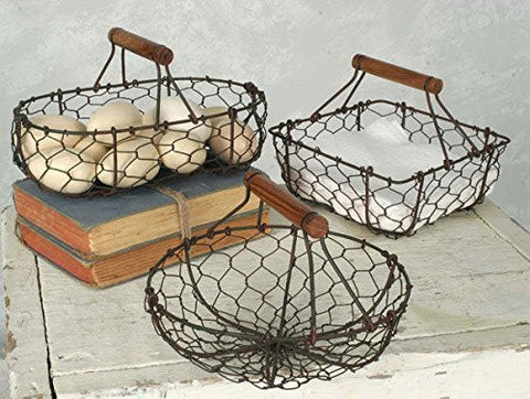 Chicken Wire Baskets - Green/Rust