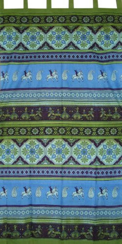 Kalamkari Curtain On Tie Dye - Blue