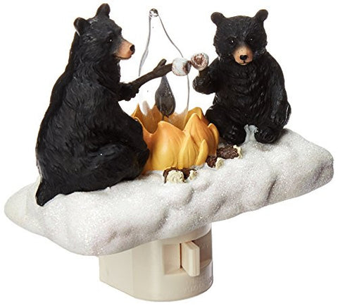 4.5"BLACK BEAR CAMPFIRE NIGHT LIGHT- FLICKER FLAME