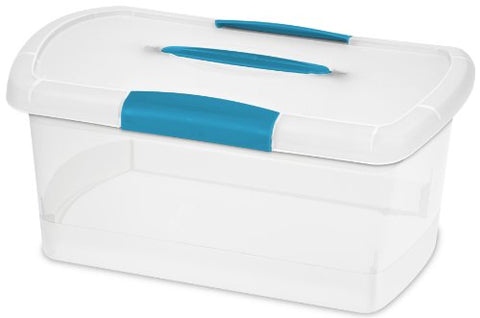 Medium Nesting Showoffs, Clear Lid & Base W/blue Aquarium Handle & Latches, 15 1/4" L X 9 3/4" W X 7 1/8" H