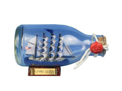 Flying Cloud Model Ship in a Glass Bottle 5"