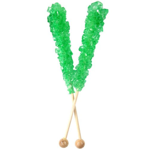 Rock Candy Crystal Sticks Lime Green Wrapped 12 Count
