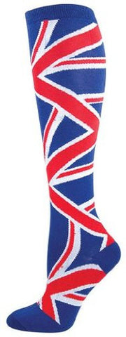 Women's Socks Union Jack Knee High, Blue