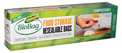 Biobag Food Storage Bags, 1 Quart Size, 20 ct