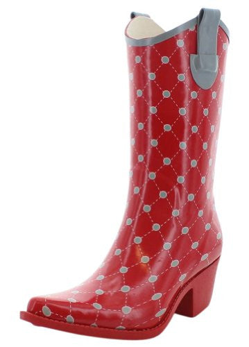 Stadium Stomper Women's Rain Boots - Red & Grey (Size 10)