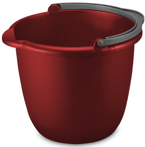 10 Qt. Spout Pail, Classic Red Pail W/titanium Handle, 11 1/4" L X 9 7/8" W X 11 3/4" H