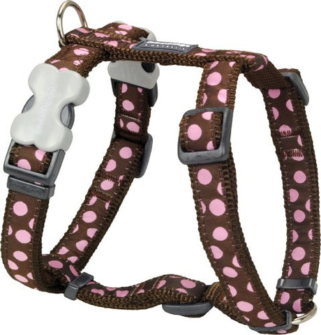 Pink Spots On Brown Dog Harness,Medium/Large