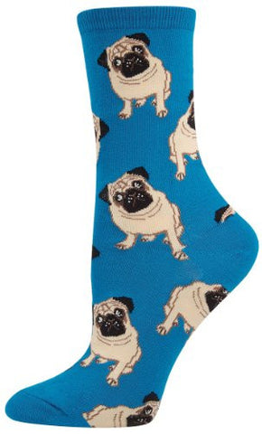 Womens Pug Socks, Blue