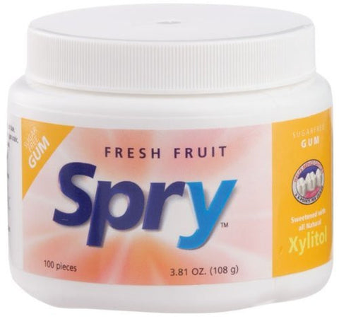 Spry Xylitol Gum - Fresh Fruit - 100 piece jar