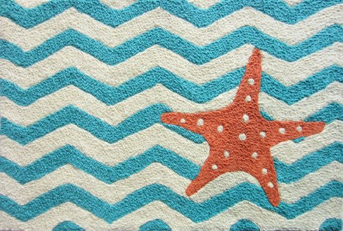 Starfish Chevron Waves Acrylic Accent Area Rug 21 x 33 Jellybean