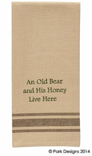 An Old Bear And Honey Live Here Dishtowel