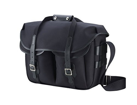 Hadley Large Pro Shoulder Bag - Black Canvas/Black Leather+Nickel Trim, H 14.6 x W 17.5 x D 7.5”