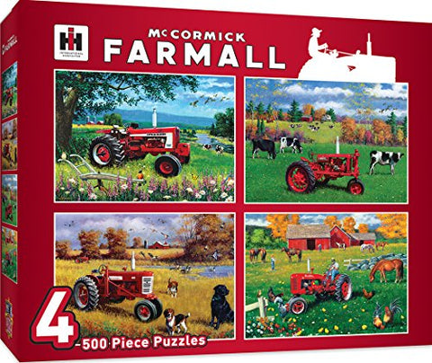 4-pack Puzzles 500pc - Farmall 4-pack, 12" X 10" X 2.5"