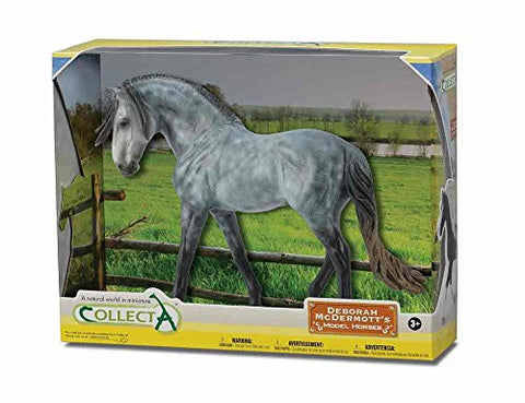 Andalusian Stallion Toy Figure-Dark Dapple in Window Box (1:12 Scale), Grey