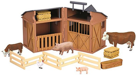 Barn Playset With 5Pcs Farm Animals & Accessories, WB