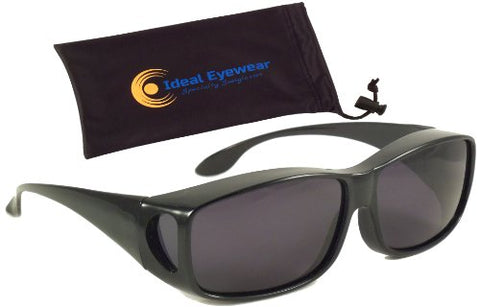 Sun-Shield Slip Over Sunglasses with case- Black Frame