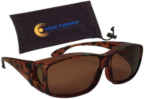 Sun-Shield Slip Over Sunglasses with case - Brown Frame