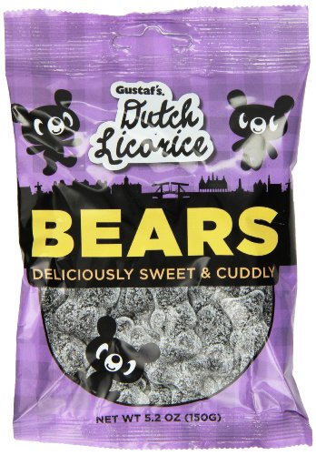 Gustafs Licorice Sugared Bears, 5.2 oz