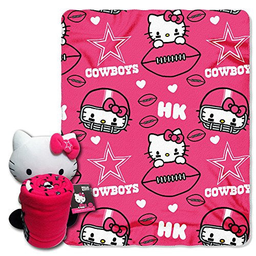 Dallas Cowboys NFL Hello Kitty Hugger 12" and Fleece Throw Set, 40”x 50”