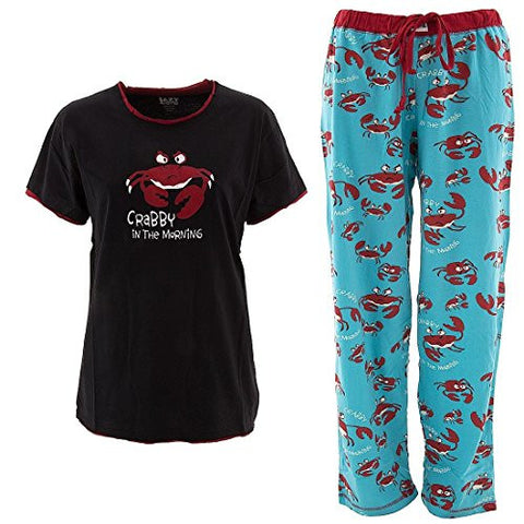 Lazy One Crabby In The Morning - 918, Women's PJ Tee, XS and Lazy One Crabby In The Morning - 918, Women's PJ Pant, XS