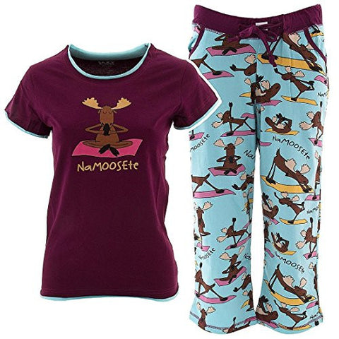 Lazy One Na-Moose-Te - 895, Women's PJ Capri, M and Lazy One Na-Moose-Te - 895, Junior's PJ Tee, M