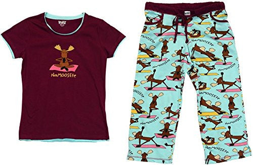 Lazy One Na-Moose-Te - 895, Women's PJ Capri, S and Lazy One Na-Moose-Te - 895, Junior's PJ Tee, S