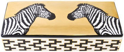 Animalia Zebra Trinket Box - Black and Gold