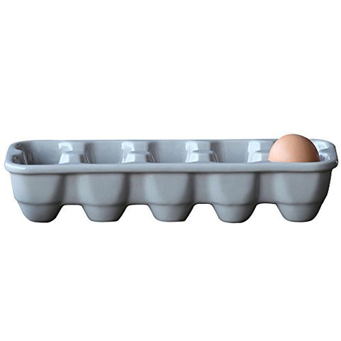 11"L x 4-1/2"W Stoneware EggHolder, Grey