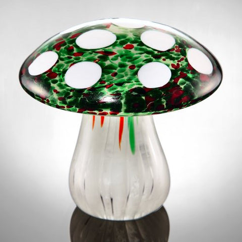 Art Glass Green & White Mushroom 6"H 5.5"W GLASS 2.50lbs