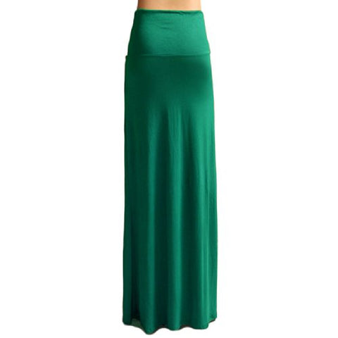 Azules Women's Rayon Span Maxi Skirt (Kelly Green / Small)