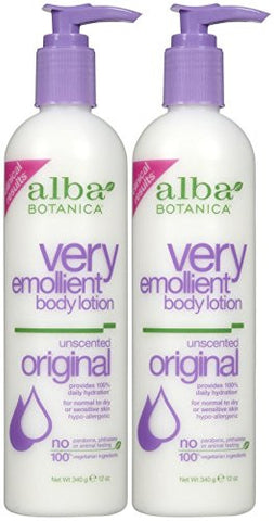 Alba Botanica Body Lotion Very Emollient Original Unscented, 12 oz